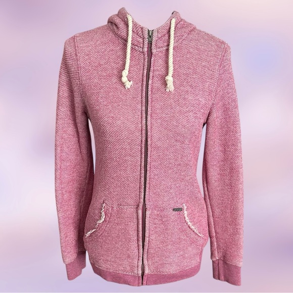 EUC! ROXY RAW EDGE PINK ZIP UP HOODIE - Picture 4 of 10